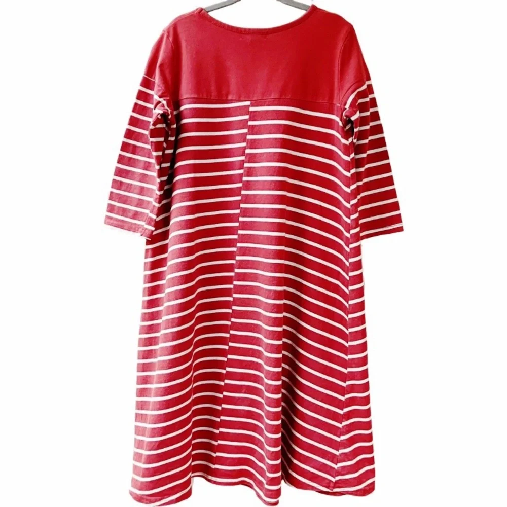 TOTTINI Girls MIDI Dress Boho Boutique Casual Striped SZ 7 Crimson School Party